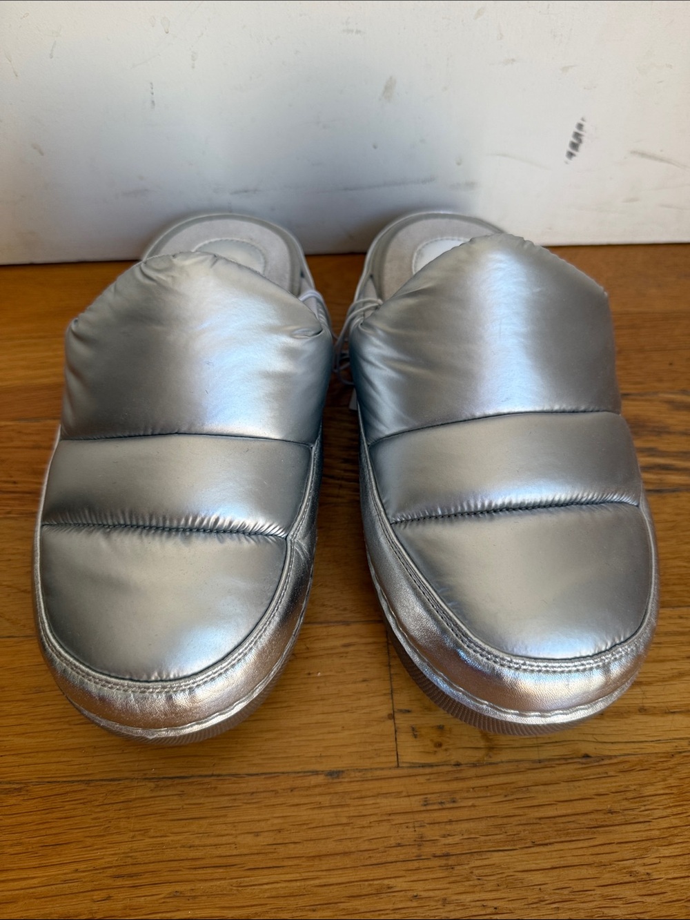Urban Outfitters Silver Quilted Slip-On Mules